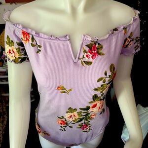 Lilac Bodysuit 💜 w/ Floral Print 🌸 by Polly&Esther